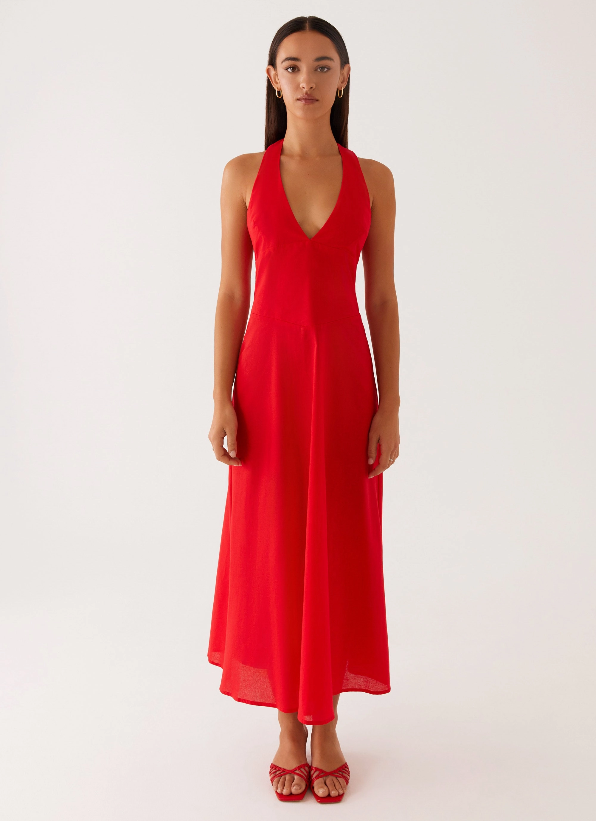 Falling For You Midi Dress - Red Korean Mood Smooth silhouette
