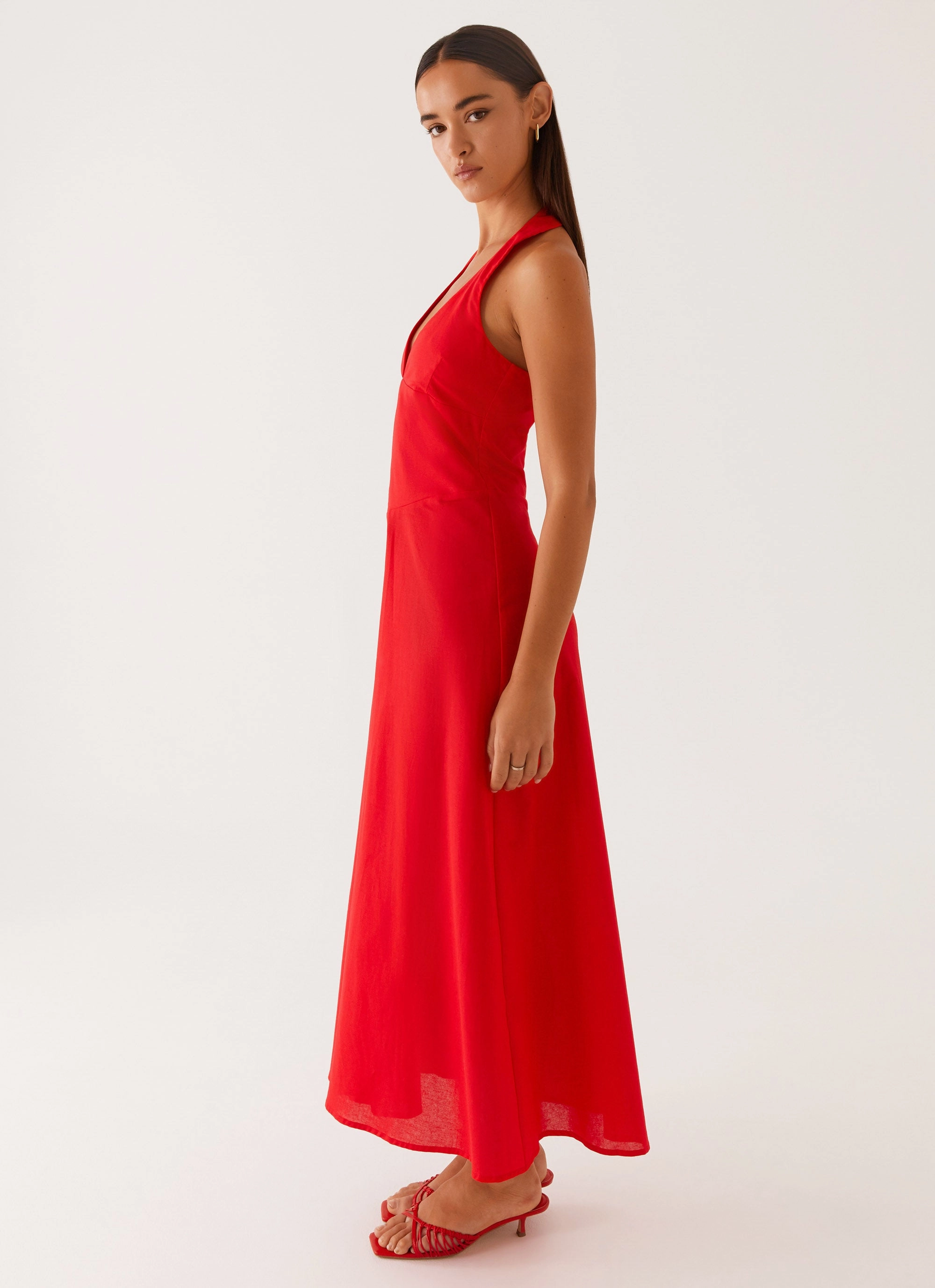 Contemporary Layer Falling For You Midi Dress - Red