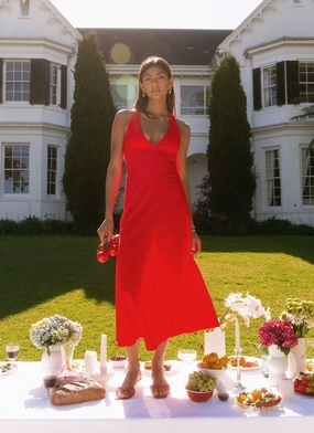 Falling For You Midi Dress - Red Petite-Size Smooth Edge