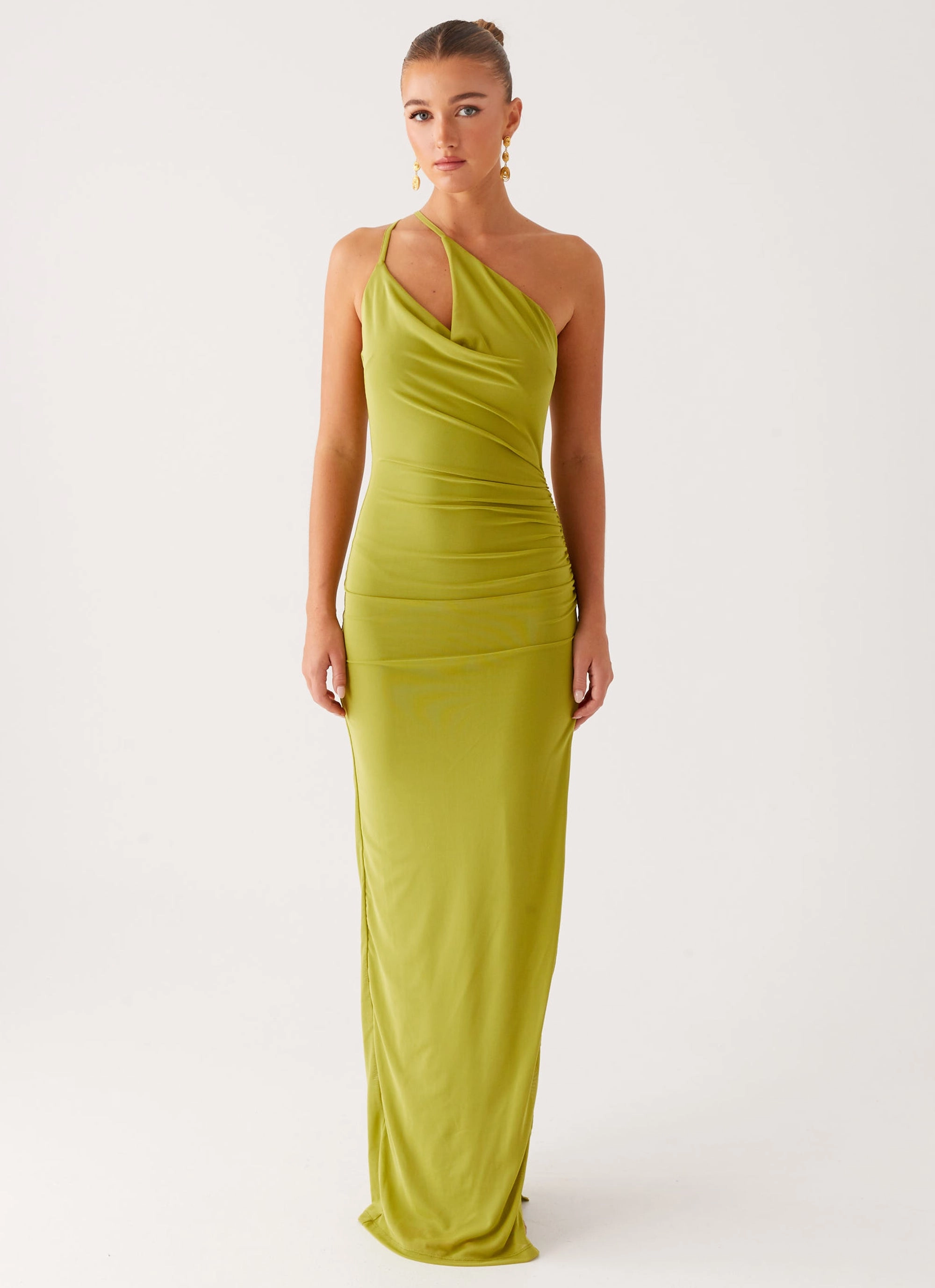 Lamara Maxi Dress - Green Natural Form Beaded-Edge