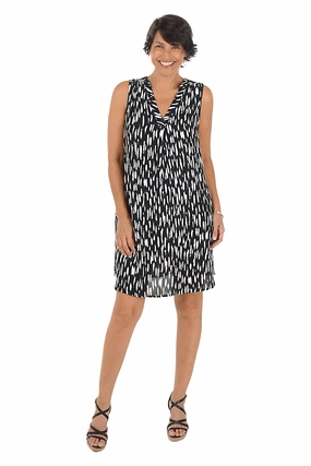 Flattering Shape Easy Go Dashed Lines Inverted Pleat Sleeveless Dress