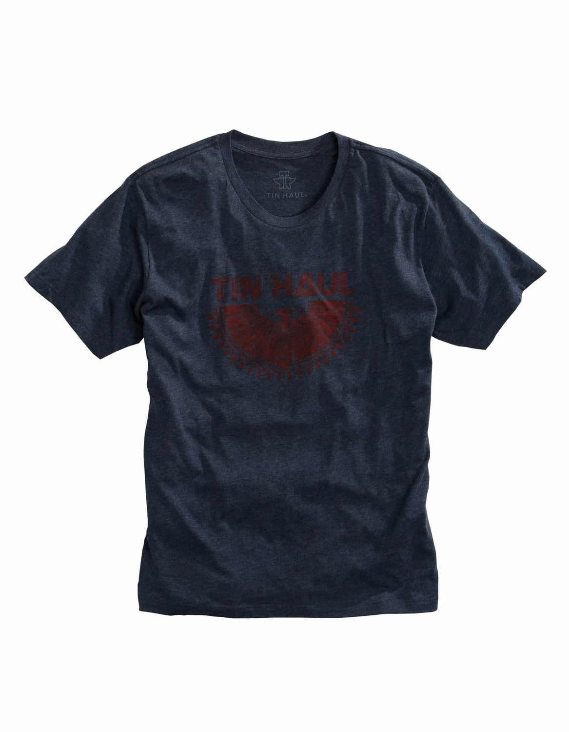 Black Tie Optional Trend-Driven Tin Haul Mens Navy Cotton Blend Aztec Eagle S/S T-Shirt