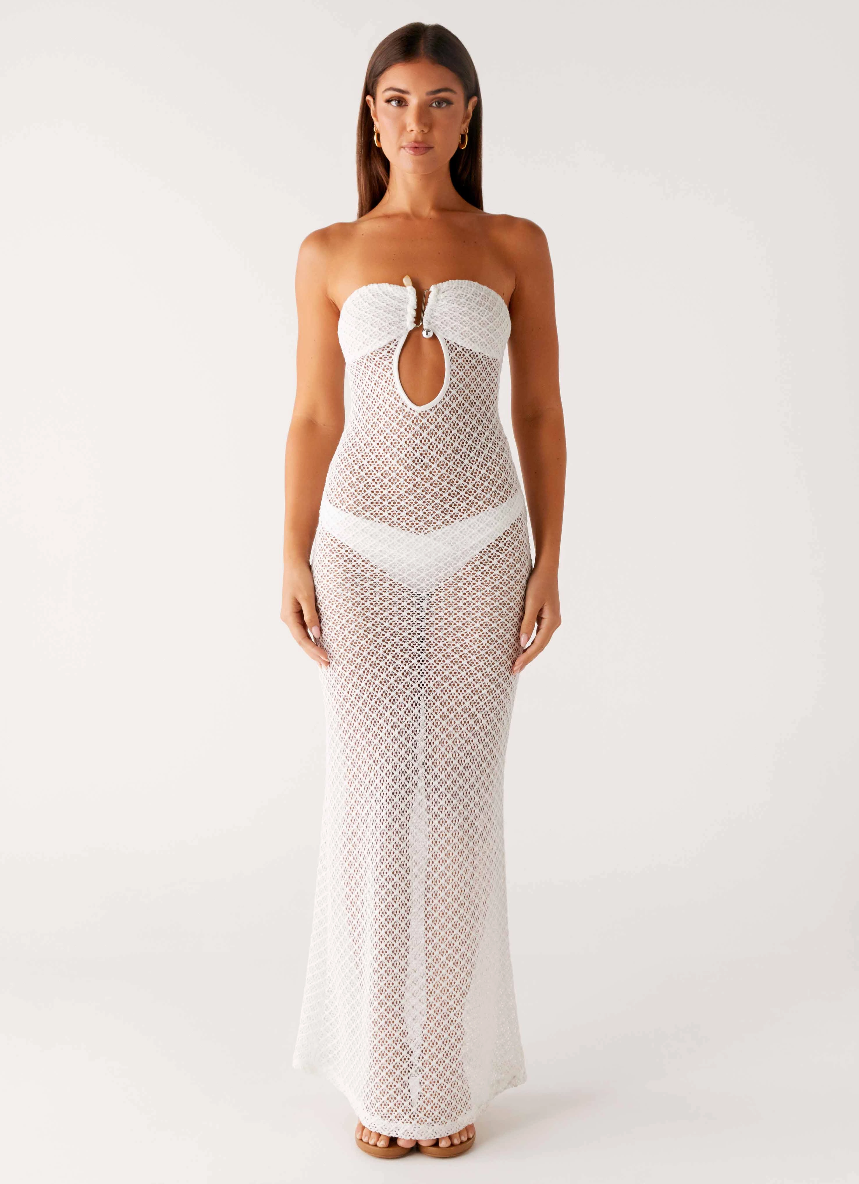 Showcase Crochet Maxi Dress - Ivory Lounge Feel