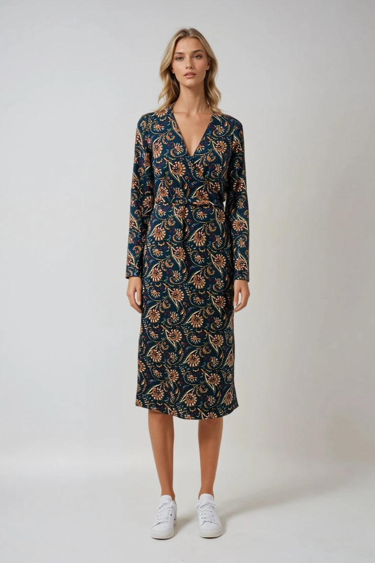 Floating Shape Kelli Wrap Dress in Secret Garden