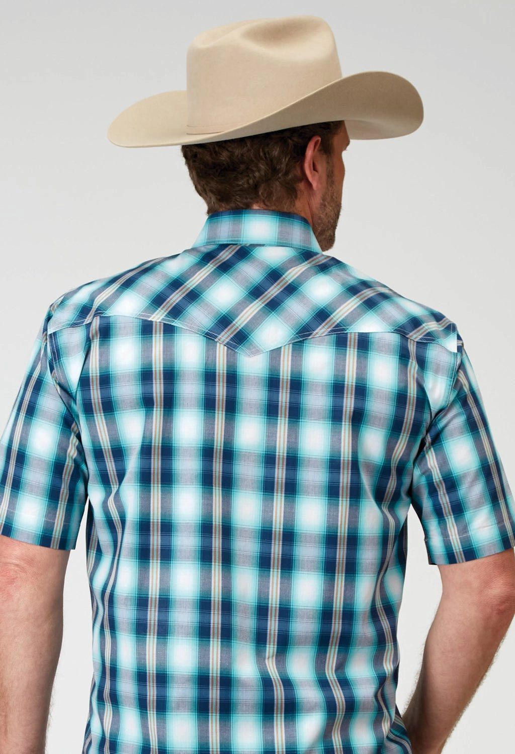 Roper Mens Cool Breeze Plaid Blue 100% Cotton S/S Shirt Casual Comfort