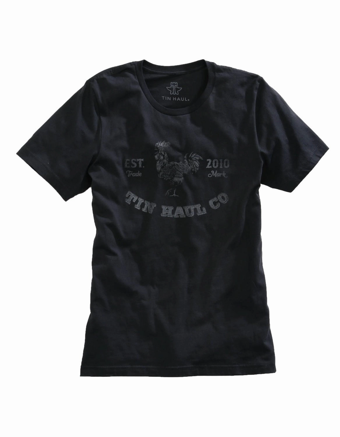 Tin Haul Mens Black 100% Cotton Cockadoodle Doo S/S Rooster T-Shirt Special Occasion