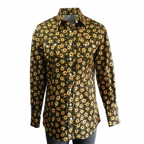 Abrasion Resistant Edges Classic Look Rockmount Womens Vintage Floral Western Brown 100% Cotton L/S Shirt