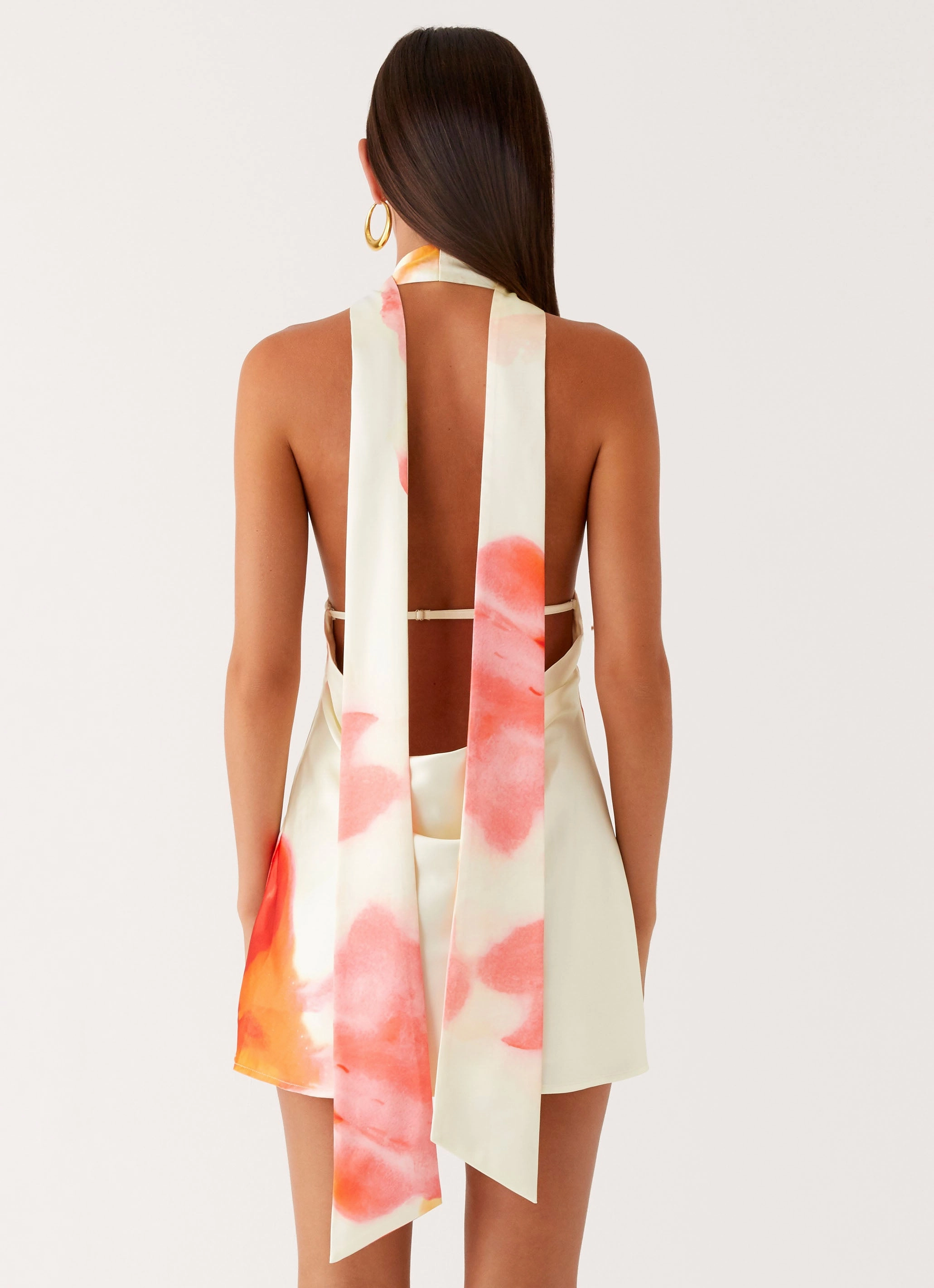 Alicia Satin Halter Mini Dress - Mimosa Blossom Effortless Style