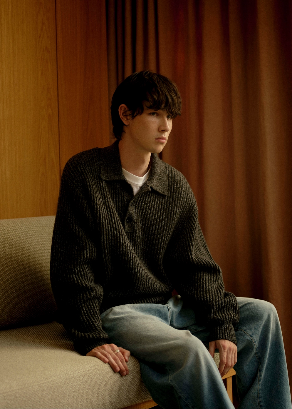 Organic Cotton UVProtective Knit Density Tribune Long Sleeve Polo