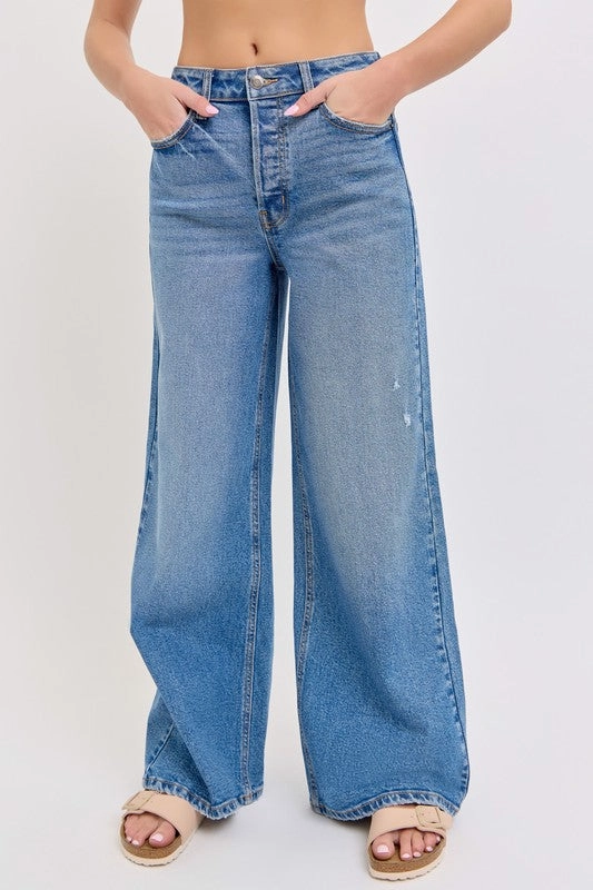Troy High Rise Wide Leg Jean Layered Look