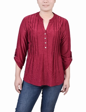 Petite 3/4 Roll Tab Pullover Top TearResistant Fabric Luminous Thread Accents