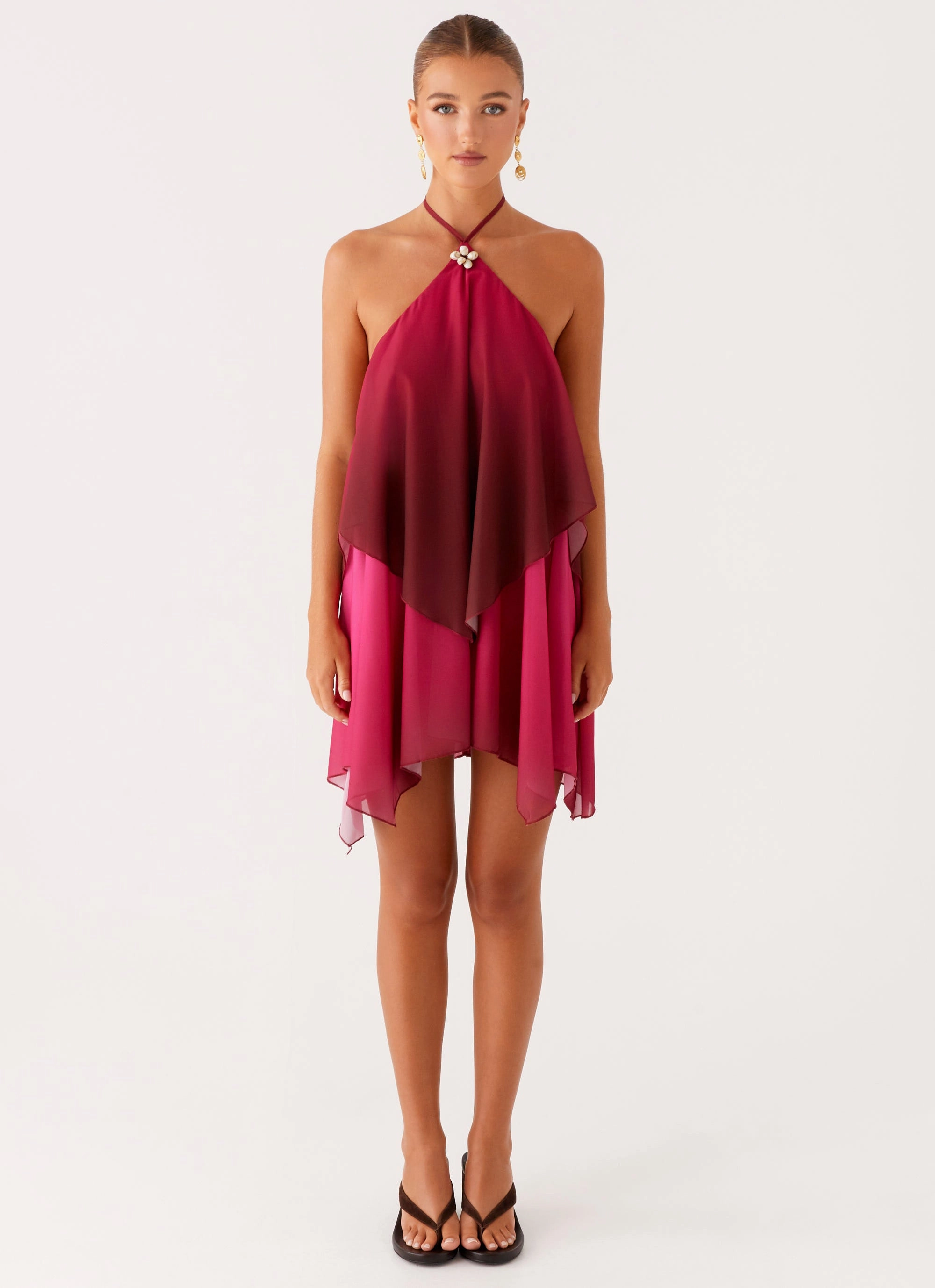 Twin Flame Mini Dress - Fuchsia Gradient Loose Fit Body Harmony