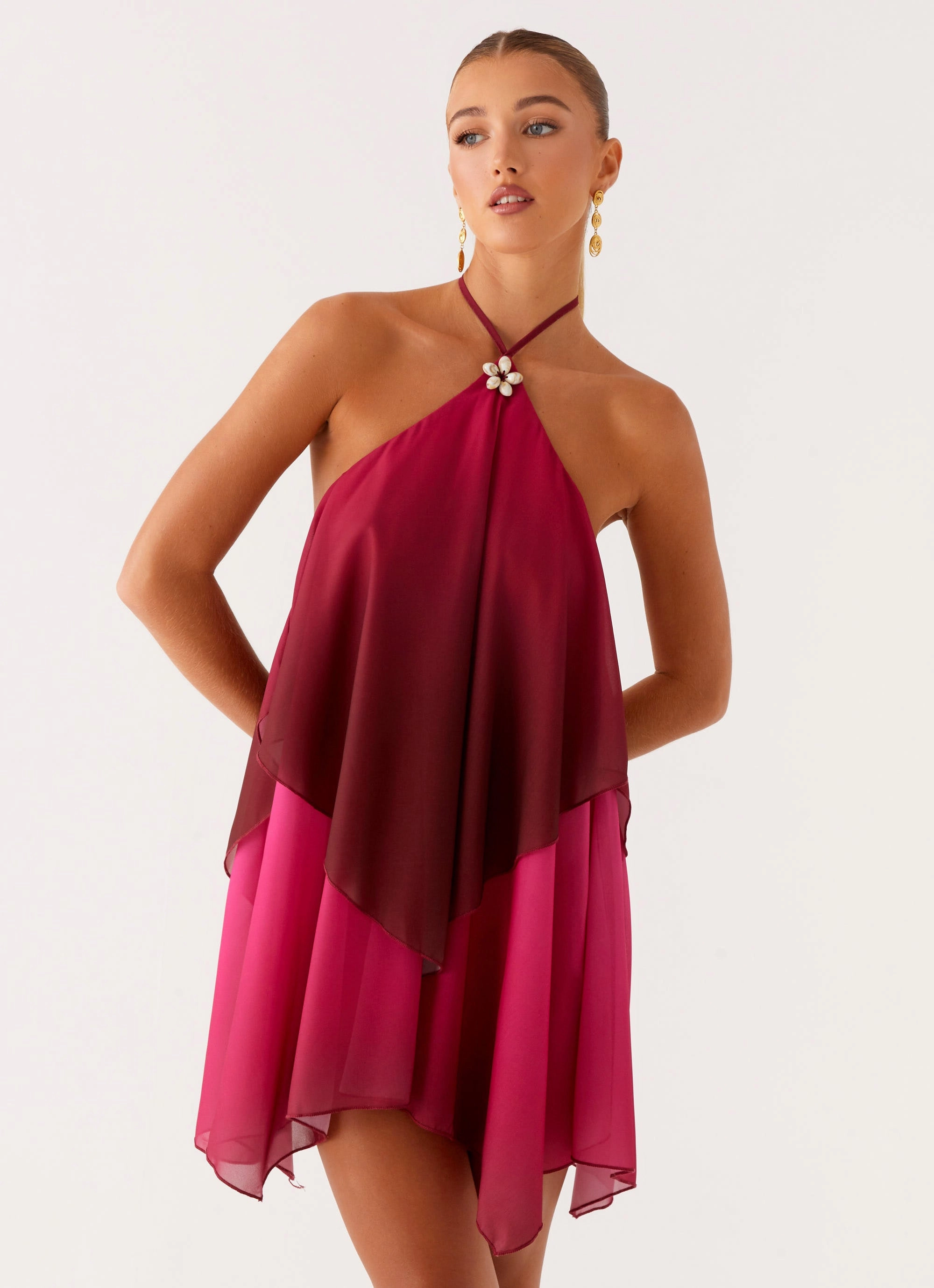 Twin Flame Mini Dress - Fuchsia Gradient Timeless slip dress Photo Bright