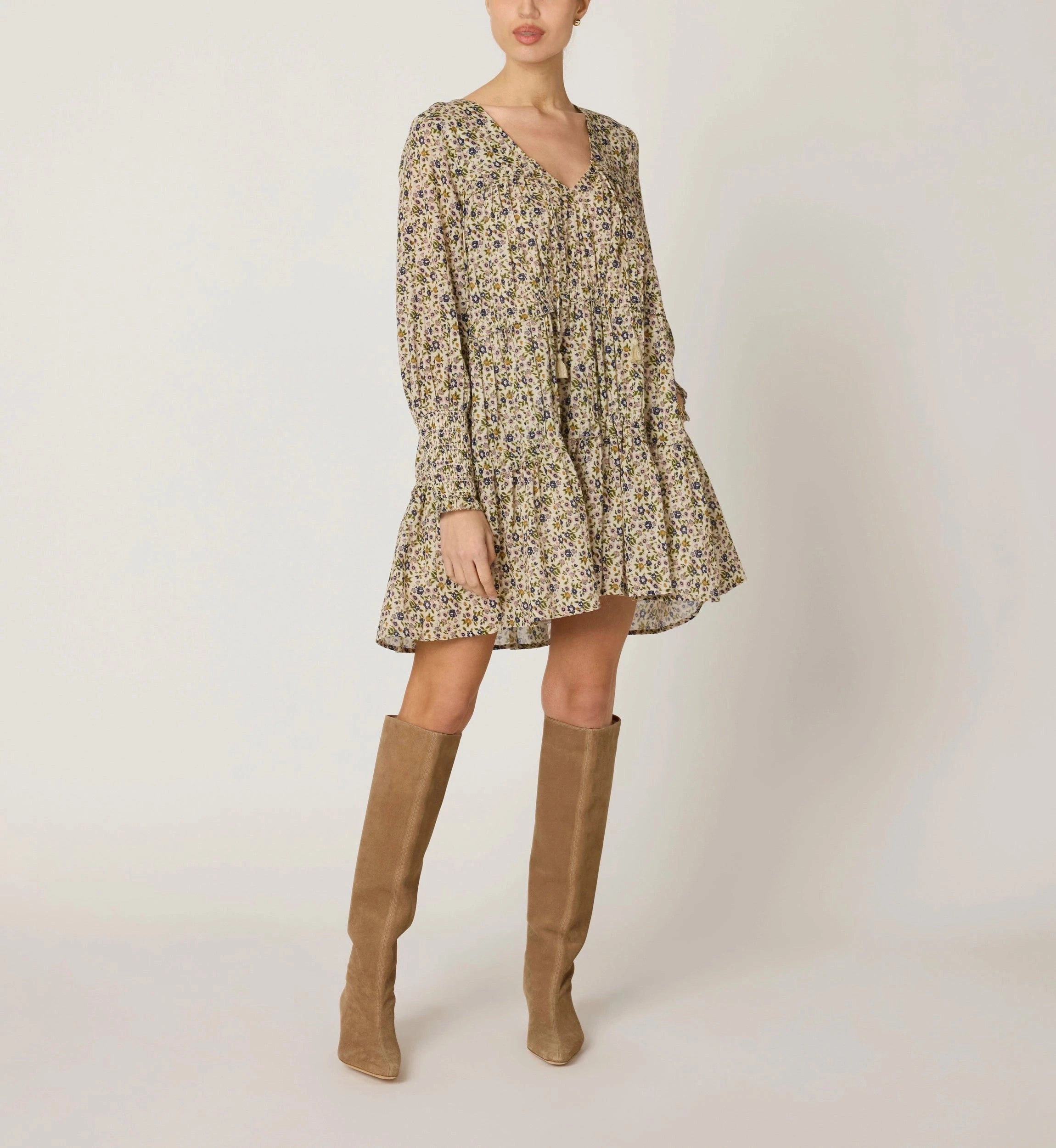 Raquel Mini Dress | Eloisa Floral Silk Air Flare Breeze