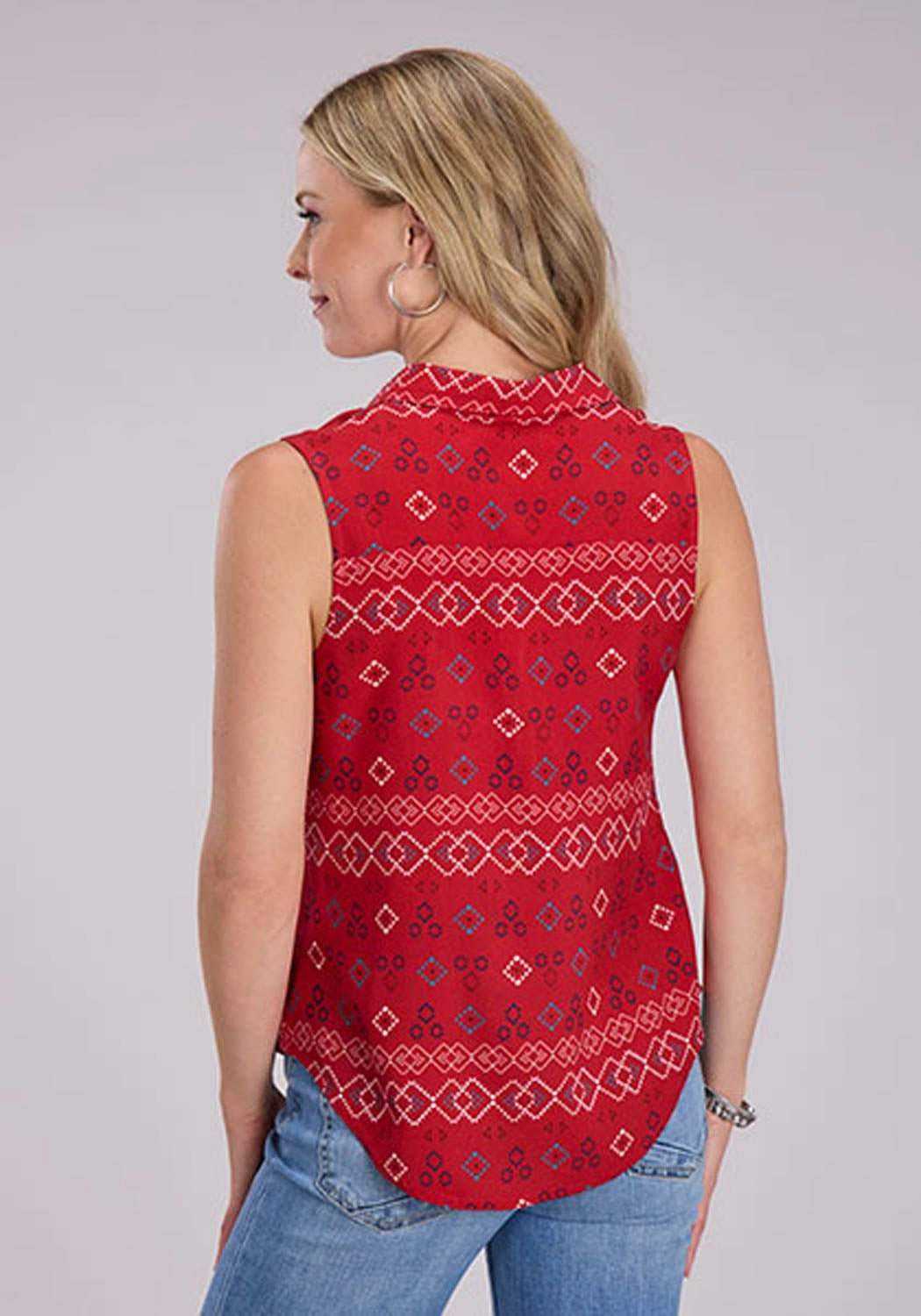 Roper Womens RWB Aztec Red 100% Rayon S/L Blouse Teen Fashion