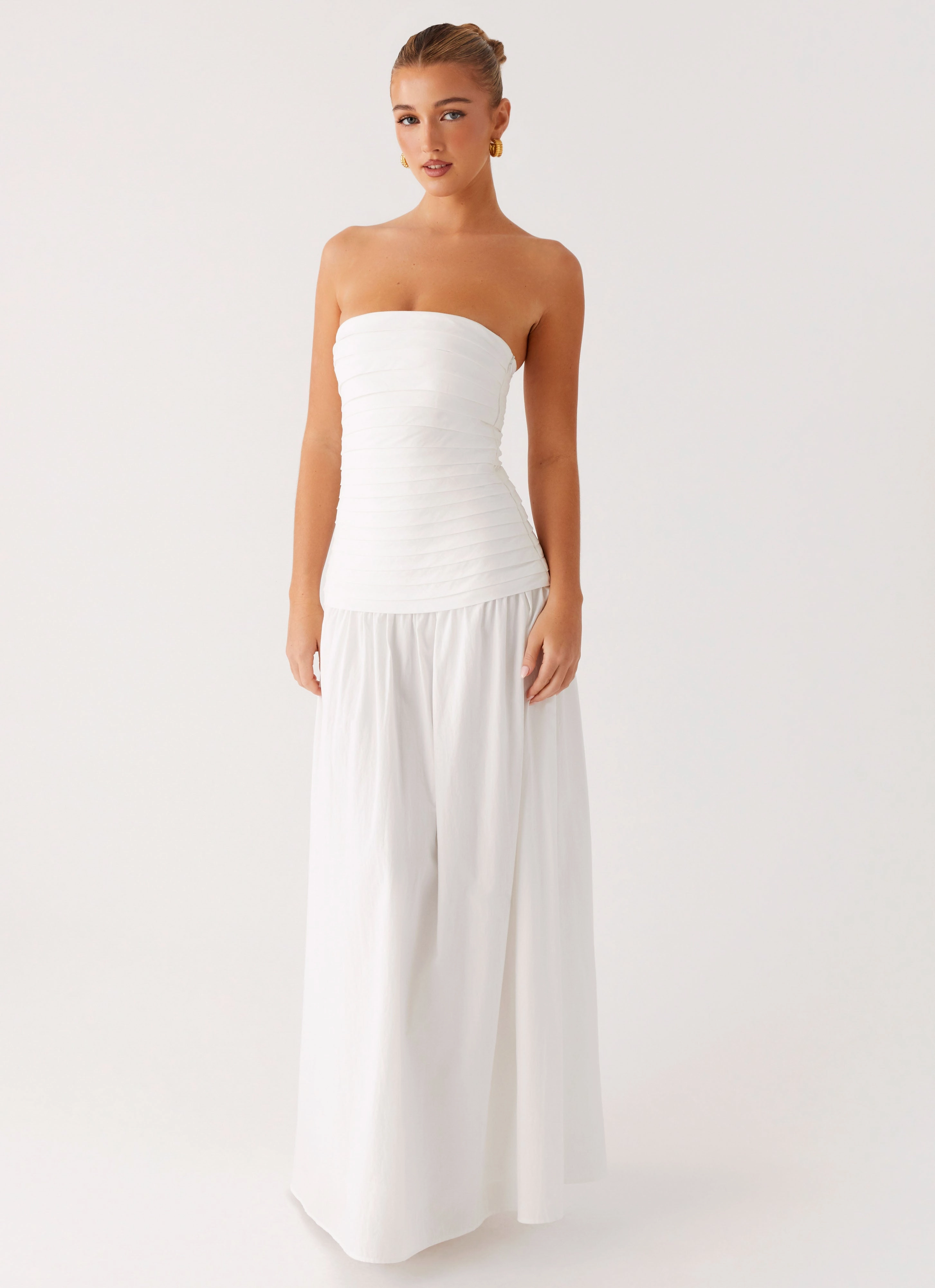 Tyrah Maxi Dress - White Formed Look Wrap Glow