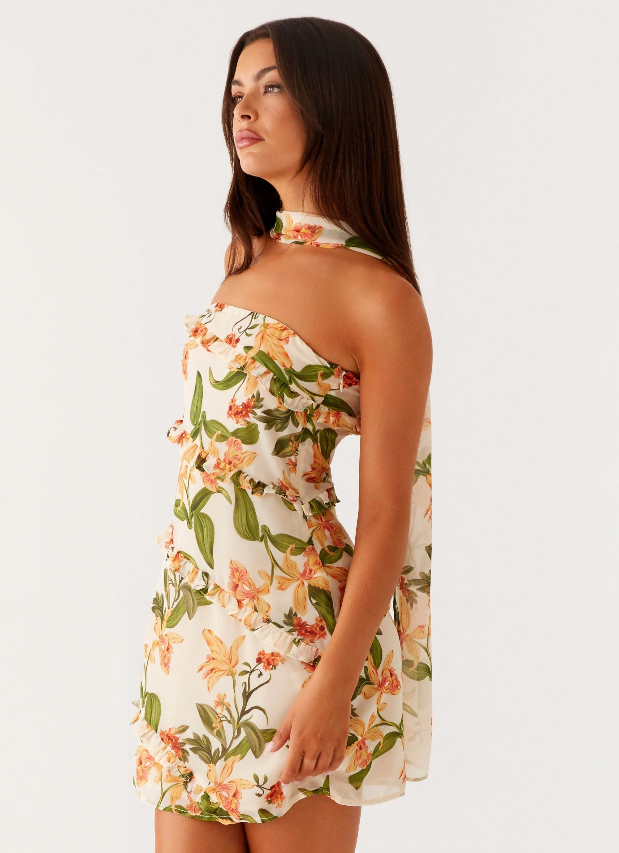 Layered Volume Edwina Strapless Mini Dress - Floral Print
