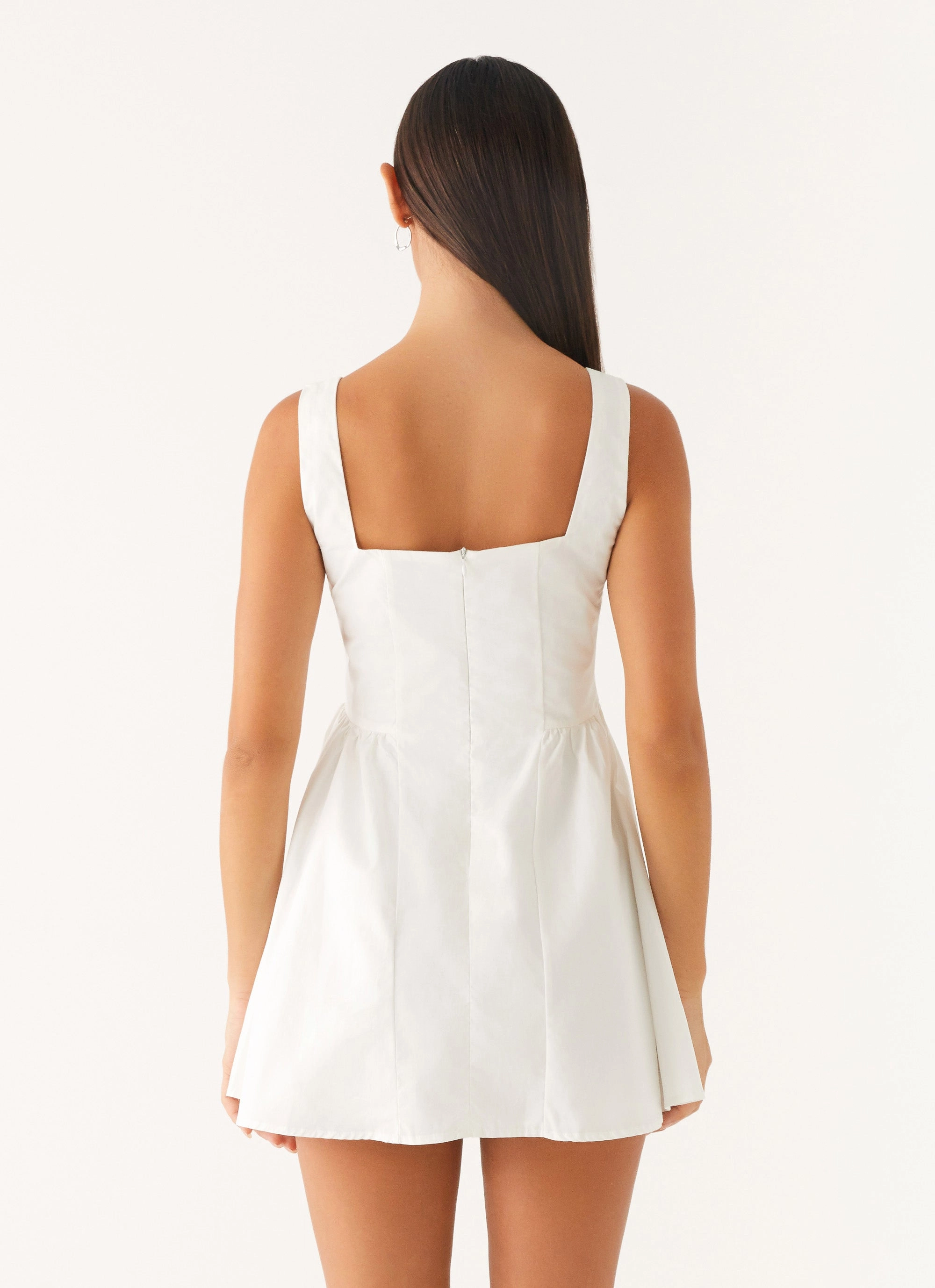 Unconditional Mini Dress - White Flattering Shape Design Crisp Texture