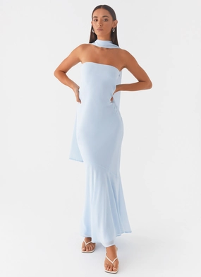 Sleek Layer Functional Wear Under The Pagoda Maxi Dress - Blue