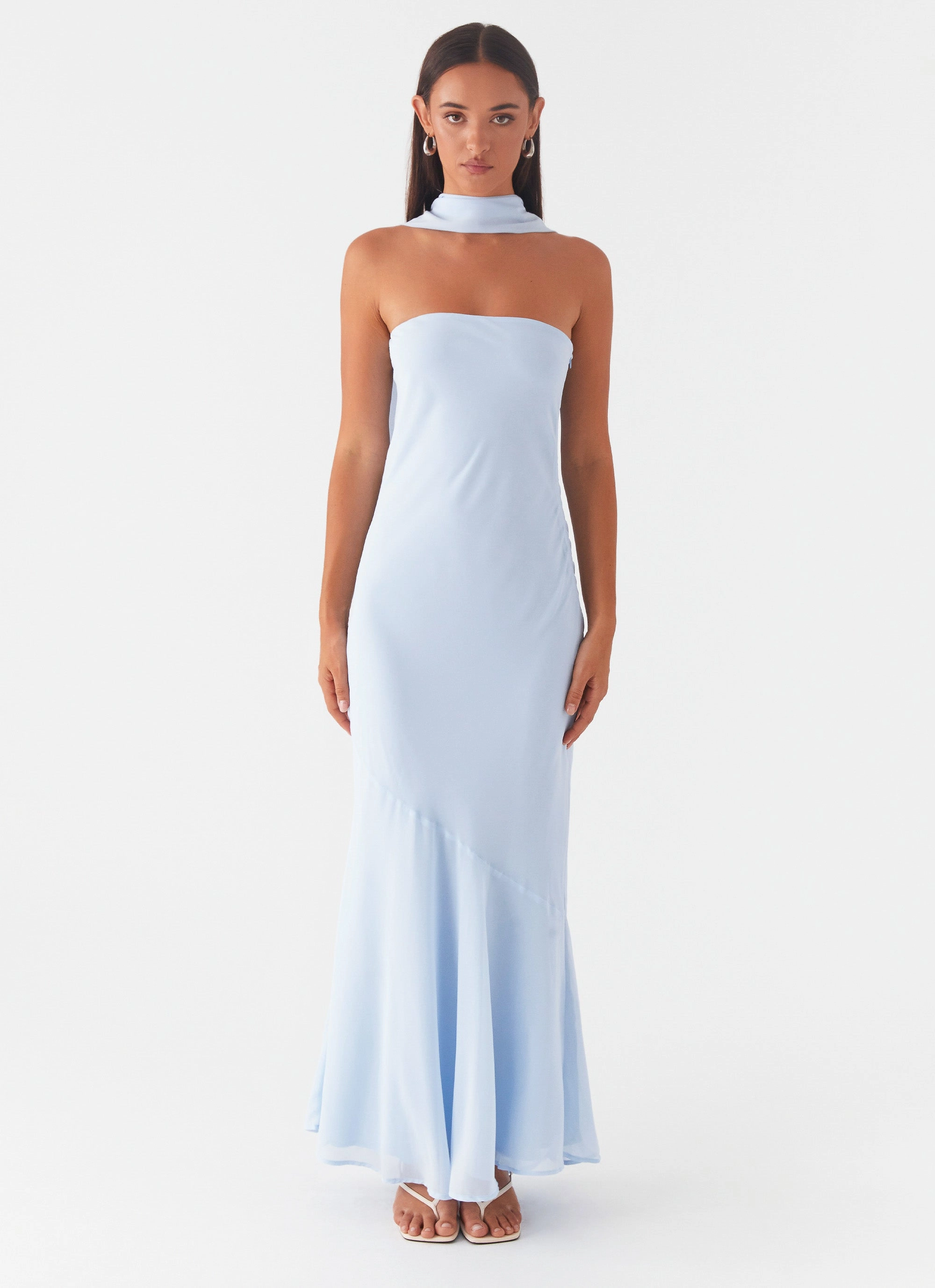 Casual Mode Layered Fabric Under The Pagoda Maxi Dress - Blue
