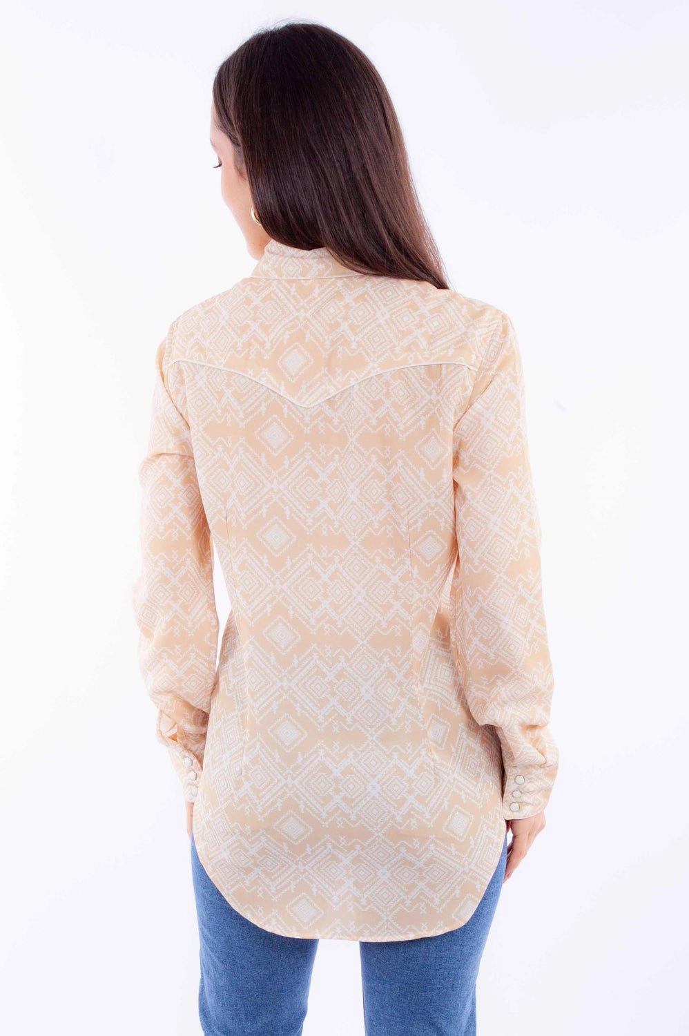 Scully Womens Western Geometric Vanilla 100% Cotton L/S Shirt adult clothing