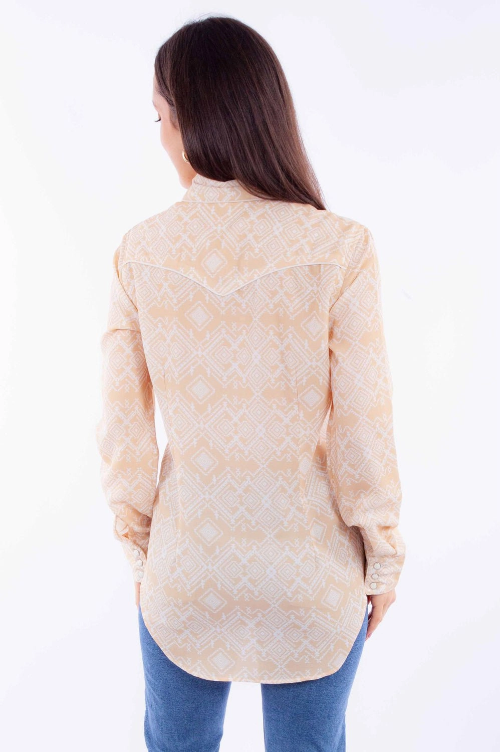 Friends Meetup Odor control Scully Womens Western Geometric Vanilla 100% Cotton L/S Shirt