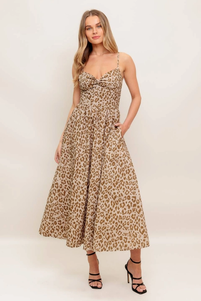 Grace Cheetah Print Maxi Dress Feminine Style