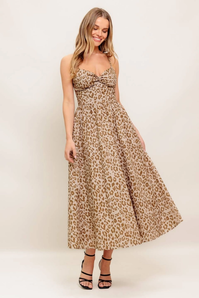 Grace Cheetah Print Maxi Dress Trendy Piece Color Glow