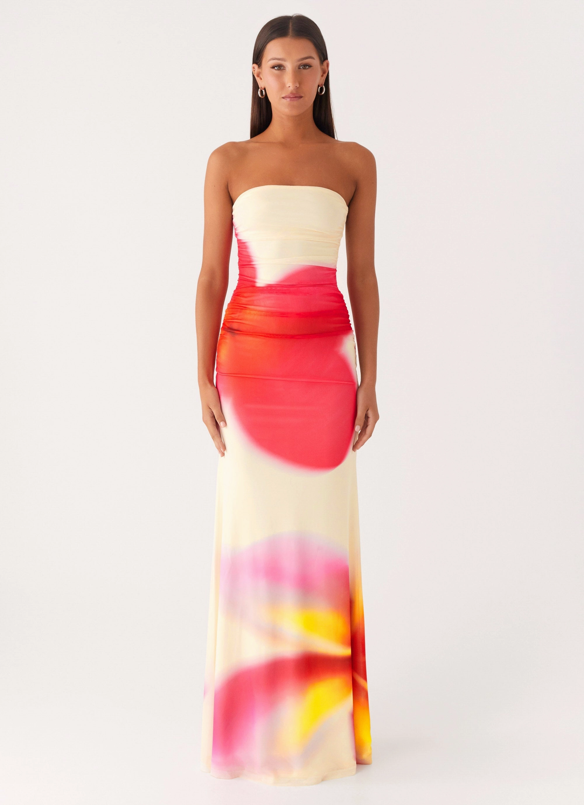 Iroha Strapless Maxi Dress - Frangipani Yellow Smart Texture