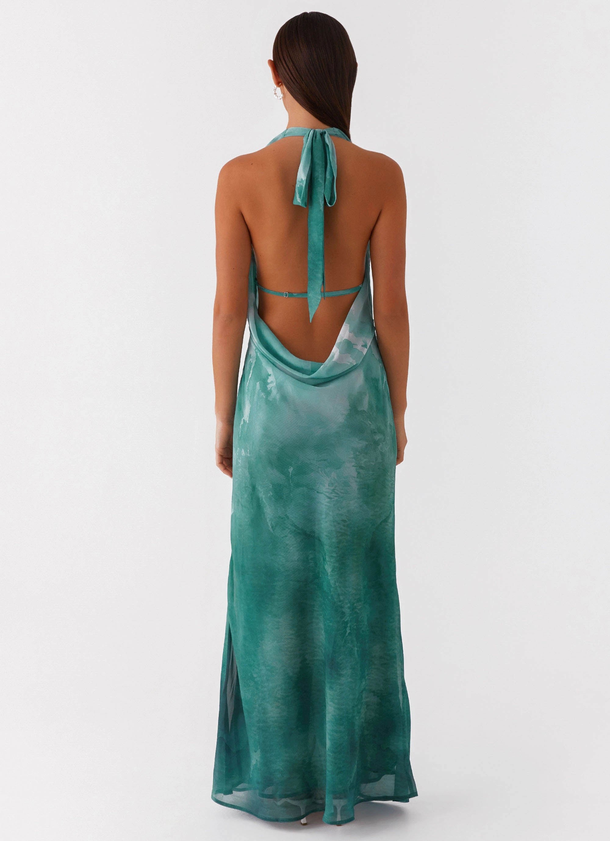 Nerissa Cowl Neck Maxi Dress - Green Tie Dye Urban Line