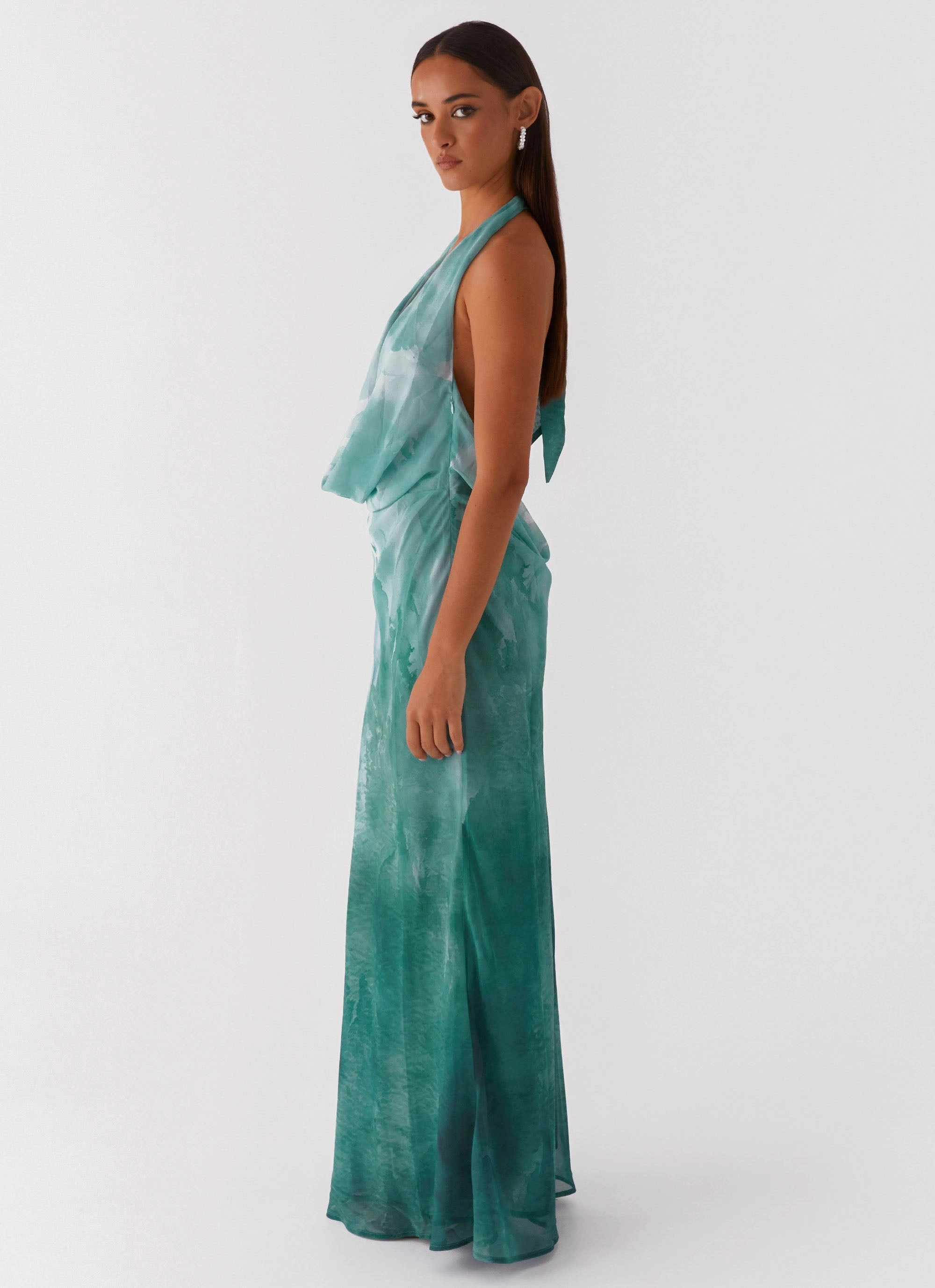 Nerissa Cowl Neck Maxi Dress - Green Tie Dye Daily Comfort Fashion Daily