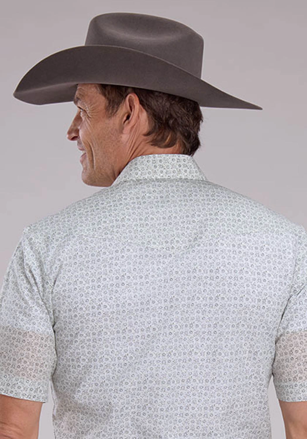 Roper Mens 2481 Floral Print Grey/White Cotton Blend S/S Shirt Breathable Material Layered Design