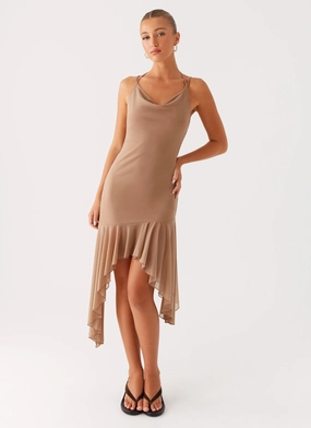 Subtle Charm Light Motion Bessie Midi Dress - Beige