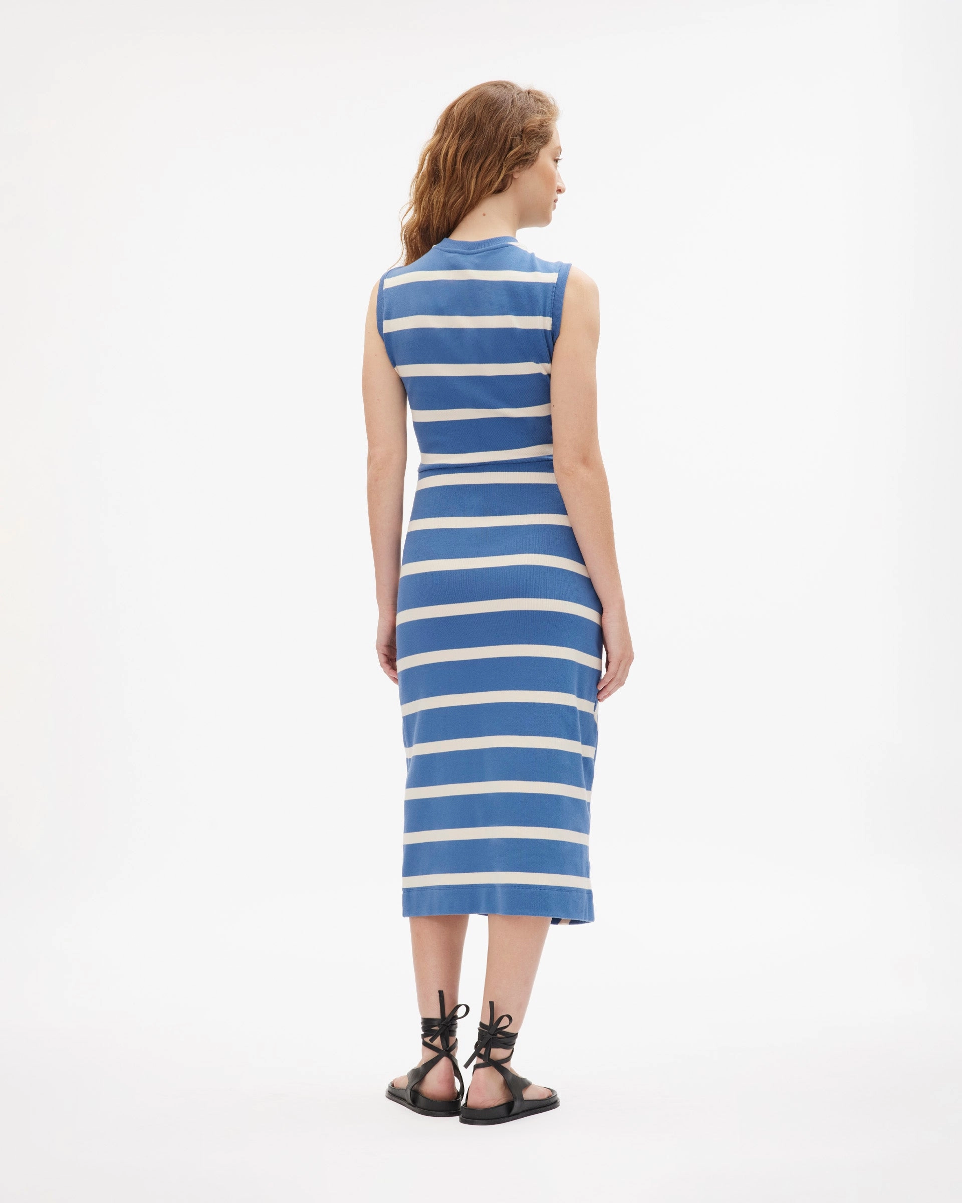 Balloon-Sleeve Dreamy Flow Sleeveless Striped Cody Dress