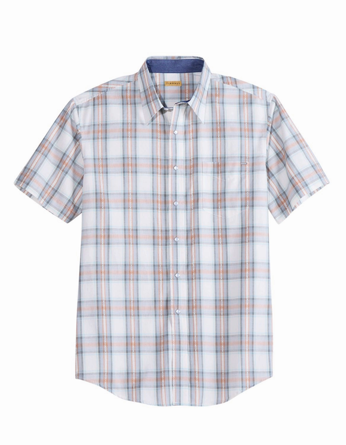 Plus size option Tin Haul Mens 2415 Tupelo Plaid Grey 100% Cotton S/S Shirt