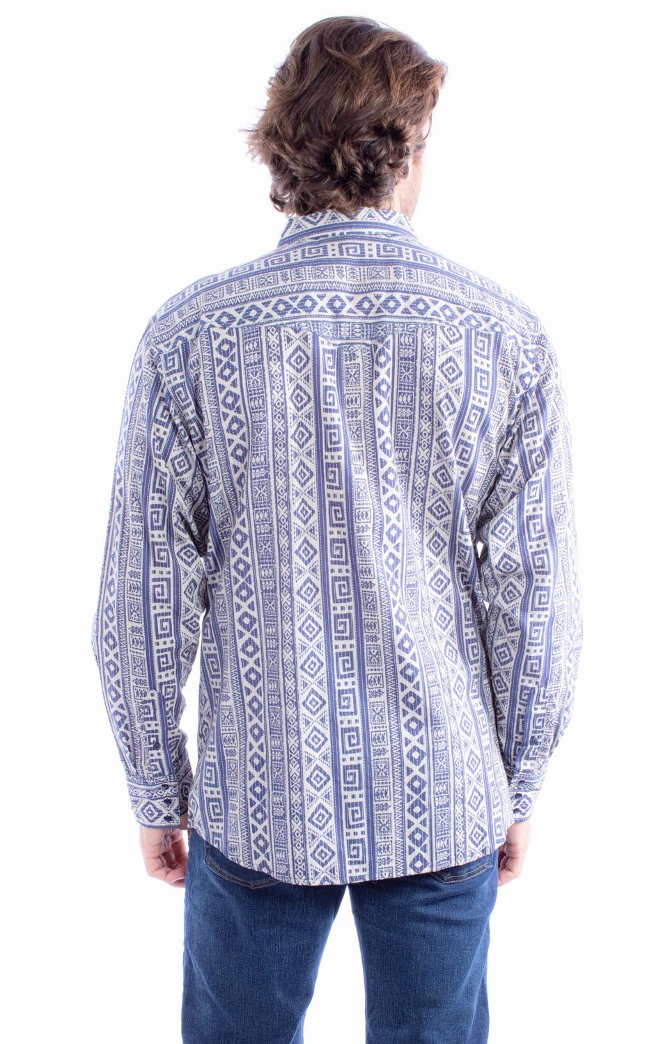 stain resistant coating Scully Mens Kantha Signature Blue 100% Cotton L/S Shirt