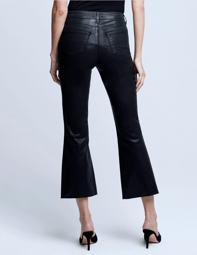 Natural Style L'AGENCE Kendra High Rise Cropped Coated Jeans In Noir Coated
