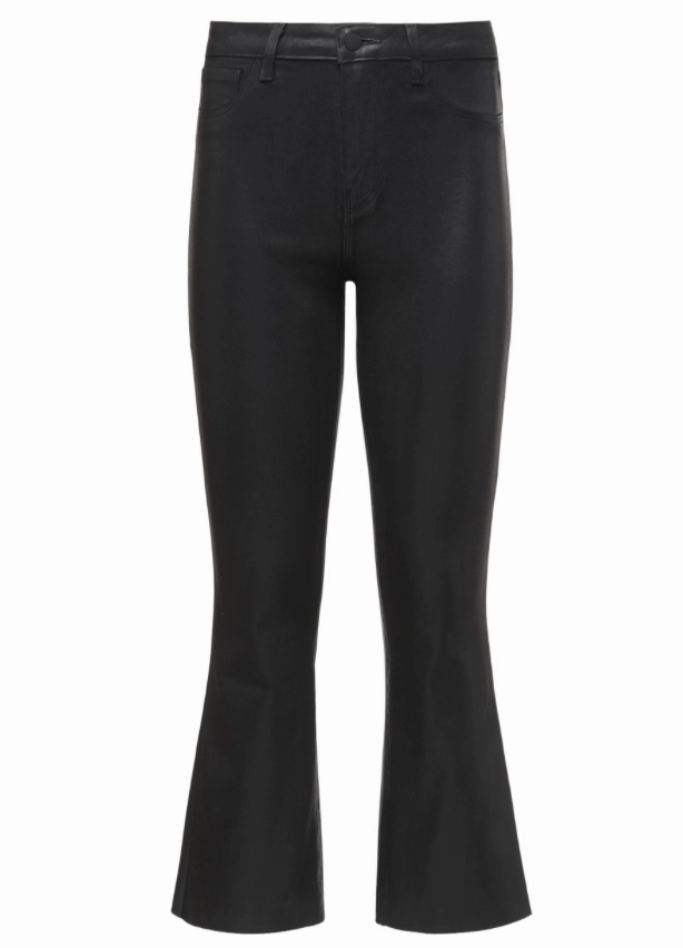 Travel Essential L'AGENCE Kendra High Rise Cropped Coated Jeans In Noir Coated