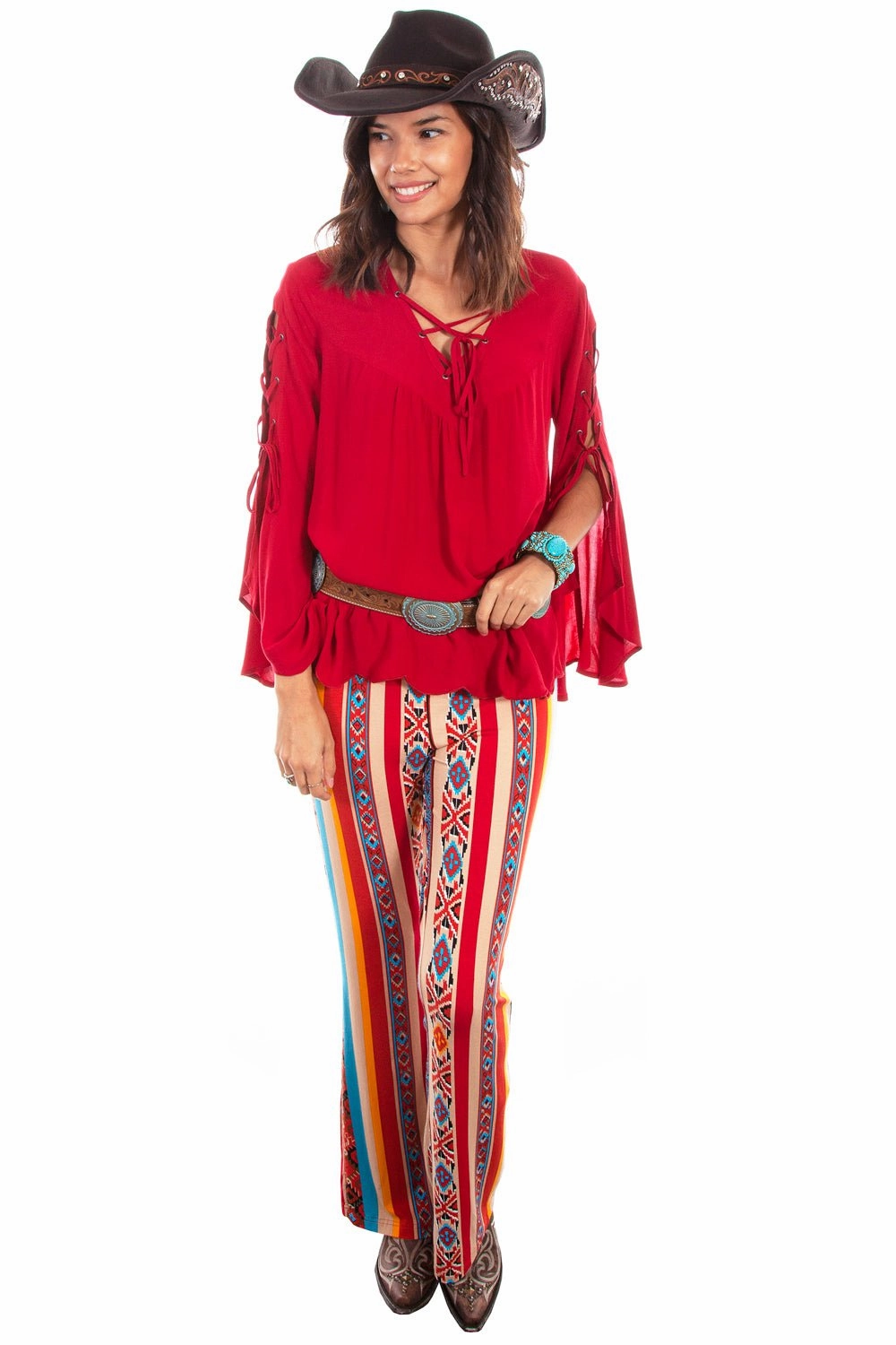 Quality Basic Soft Texture Scully Womens Serape Viscose Bell Bottom Pants