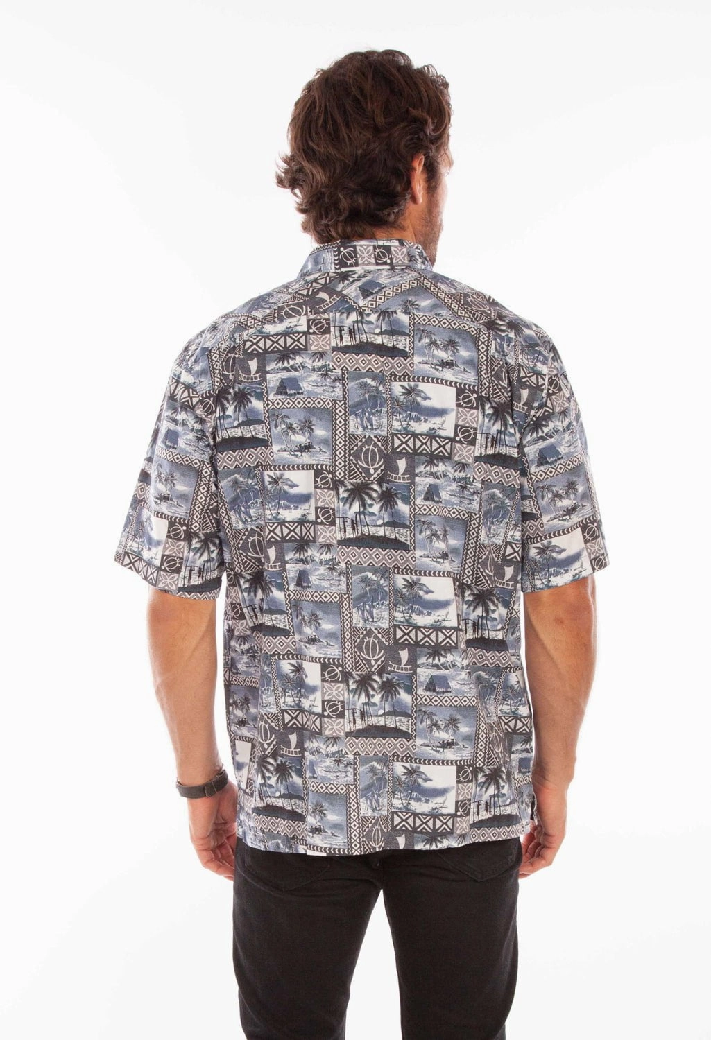 Streamlined Design Scully Mens Hawaiian Island Midnight Sky 100% Cotton S/S Shirt