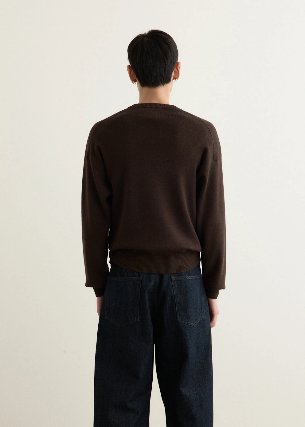 V-Neck Sweater Lattice Ventilation Weave