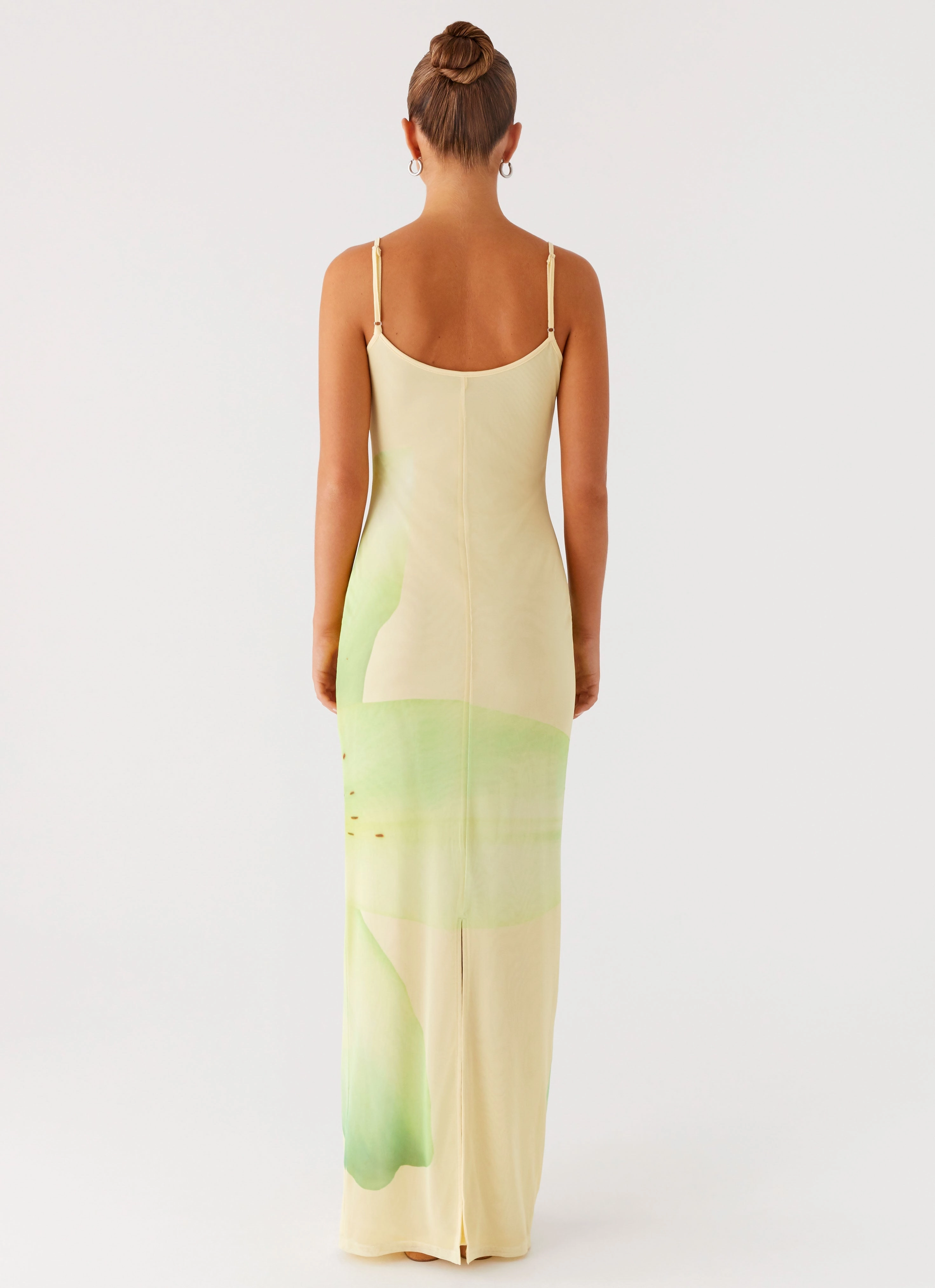 Embroidered-Sleeve Bad News Mesh Maxi Dress - Yellow Lily