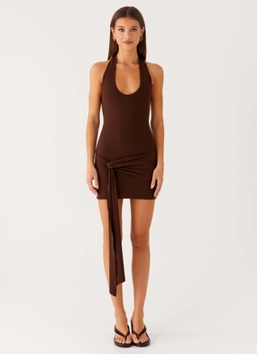 Vedetta Mini Dress - Chocolate Elegant Simplicity