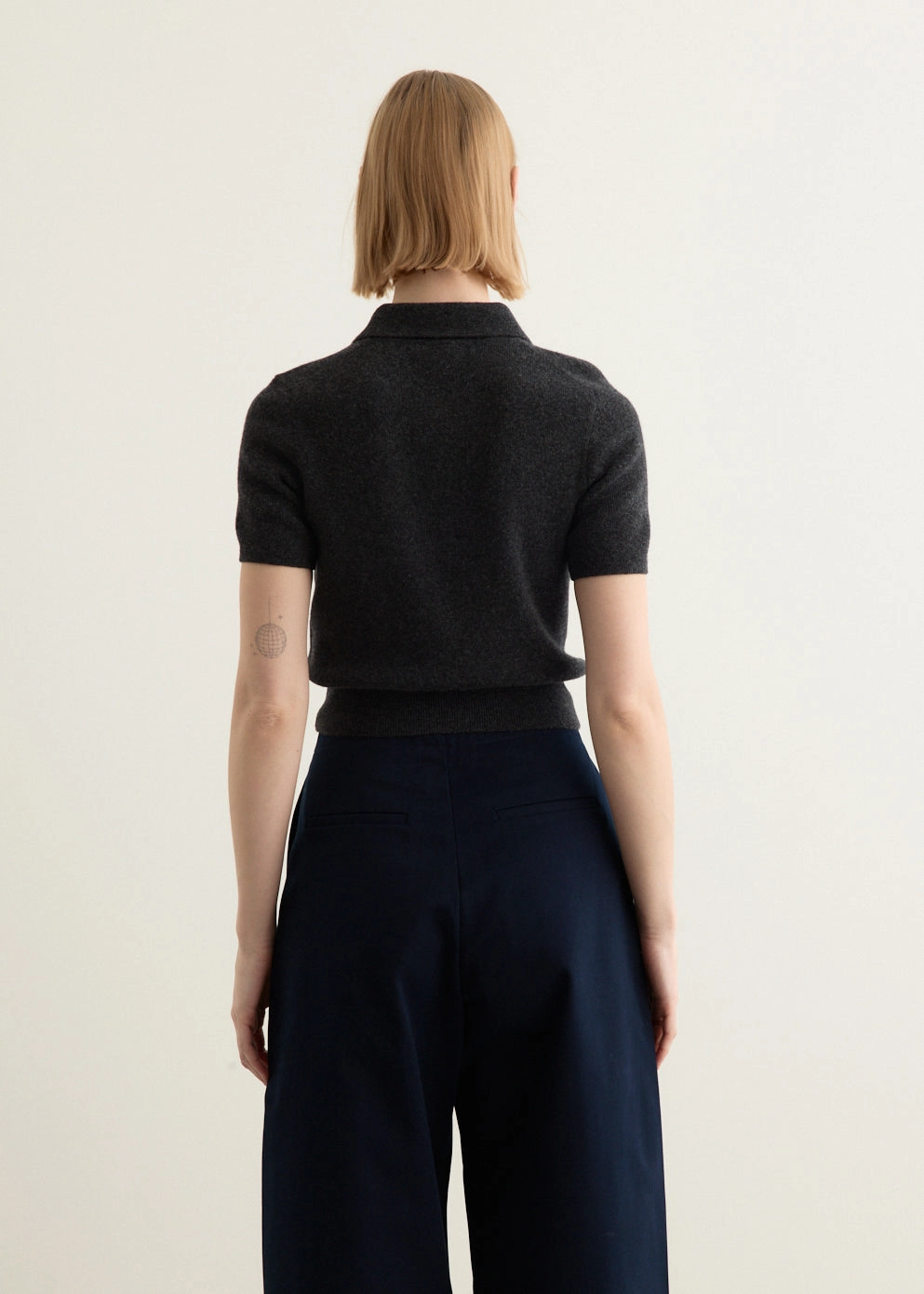 Short Sleeve Polo Cardigan With Embroidered Logo DoubleLayered Edging