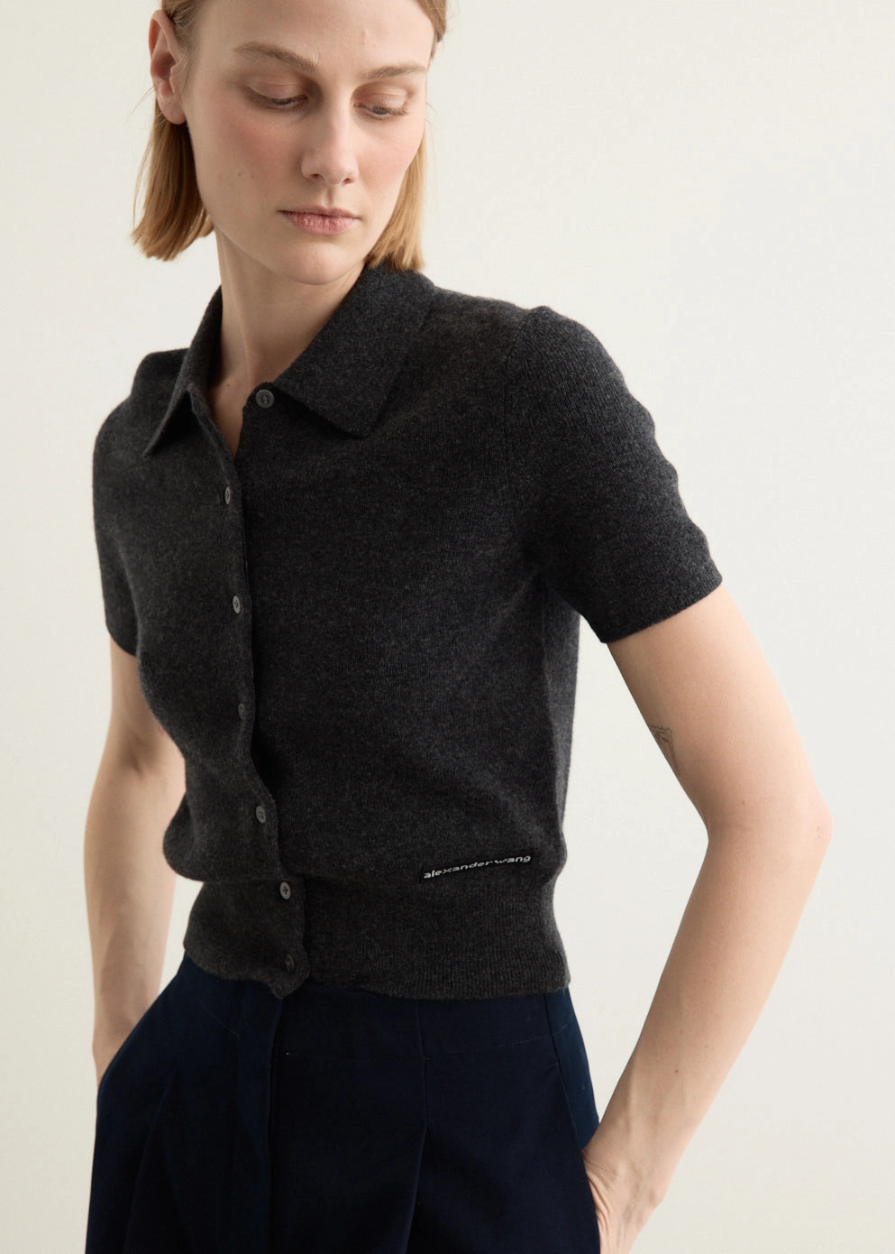 Seasonal Fit Short Sleeve Polo Cardigan With Embroidered Logo