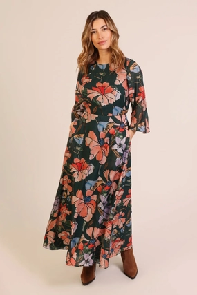 Sleek Layer Flared-Hem Slow Motion Millie Dress in Green