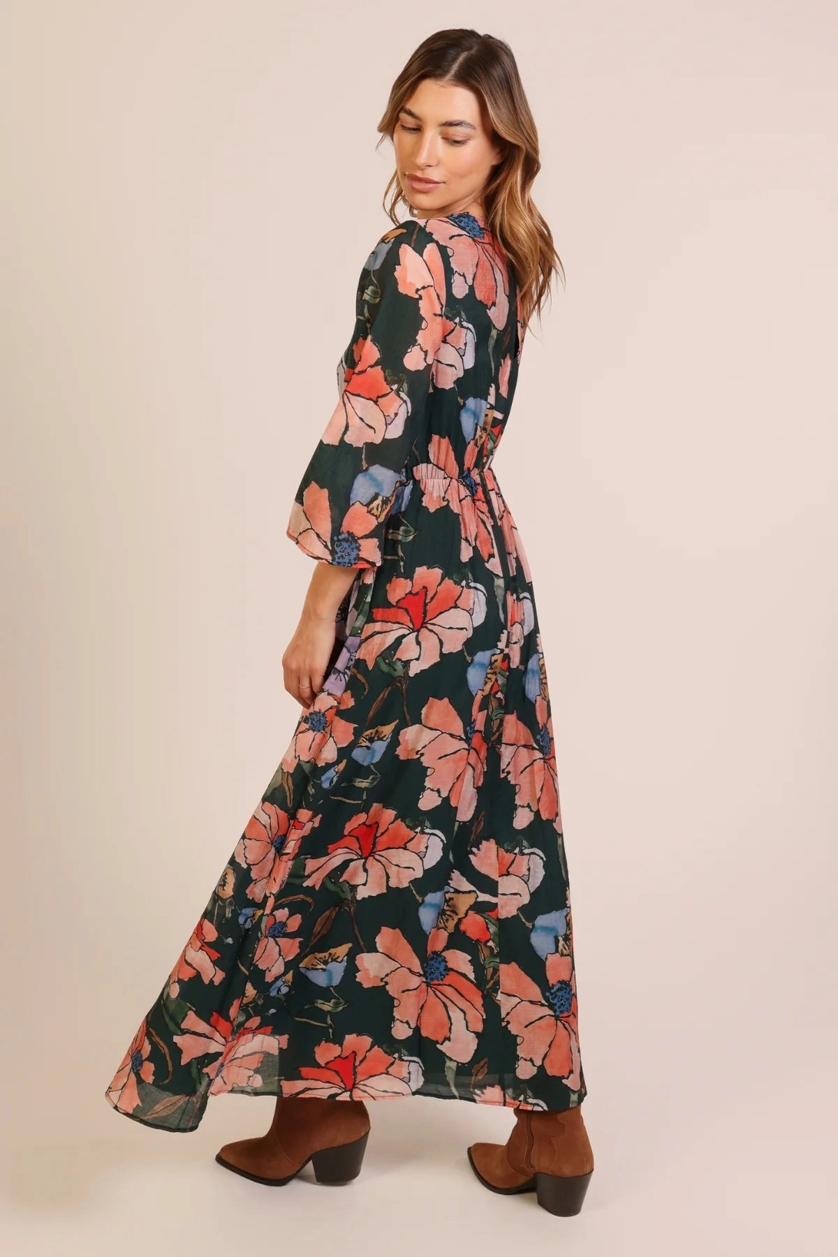 Slow Motion Millie Dress in Green Front Ruffle Shade Glow