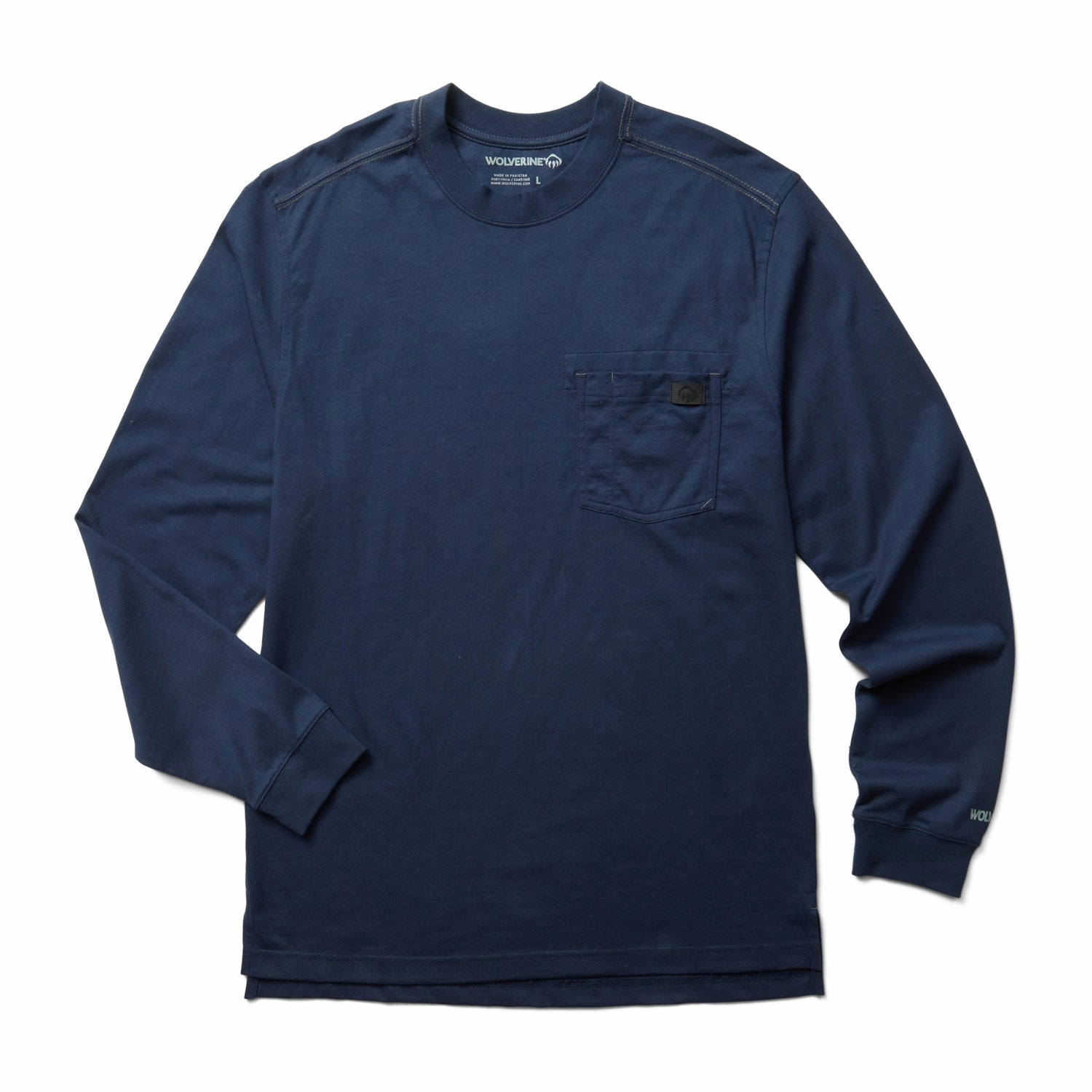 Durable Buttons Seasonal Fashion Wolverine Mens Navy 100% Cotton L/S Guardian Tee