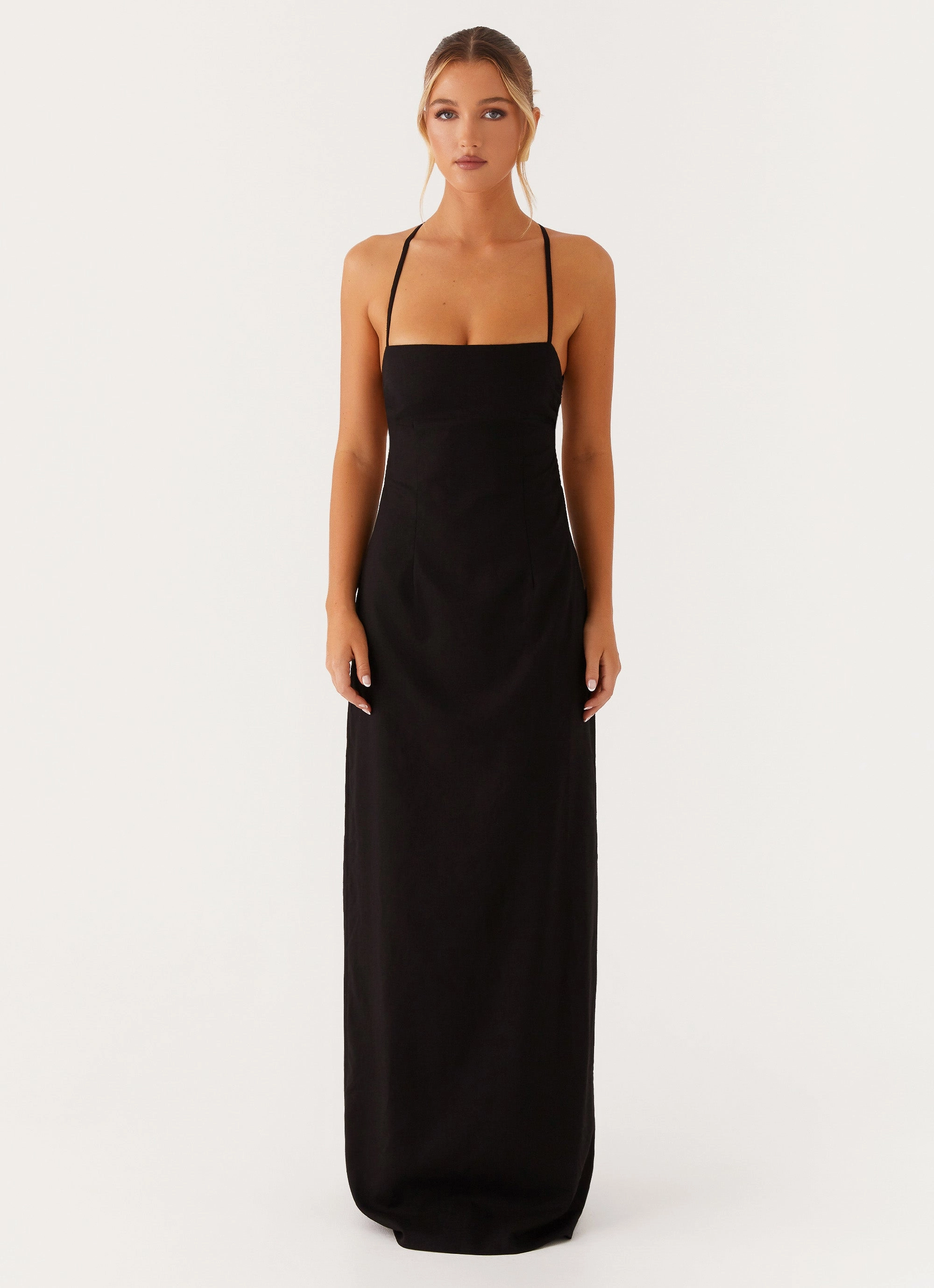 Airy Drape Noble Glow Cora Backless Maxi Dress - Black