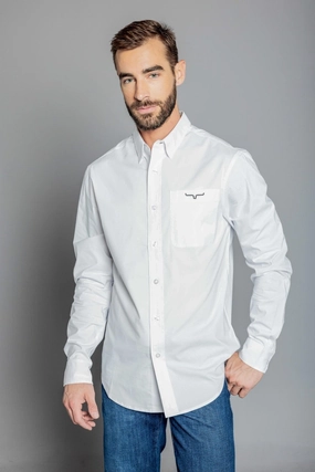 Kimes Ranch Mens Team Shirt White Cotton Blend L/S Shirt Camouflage Style